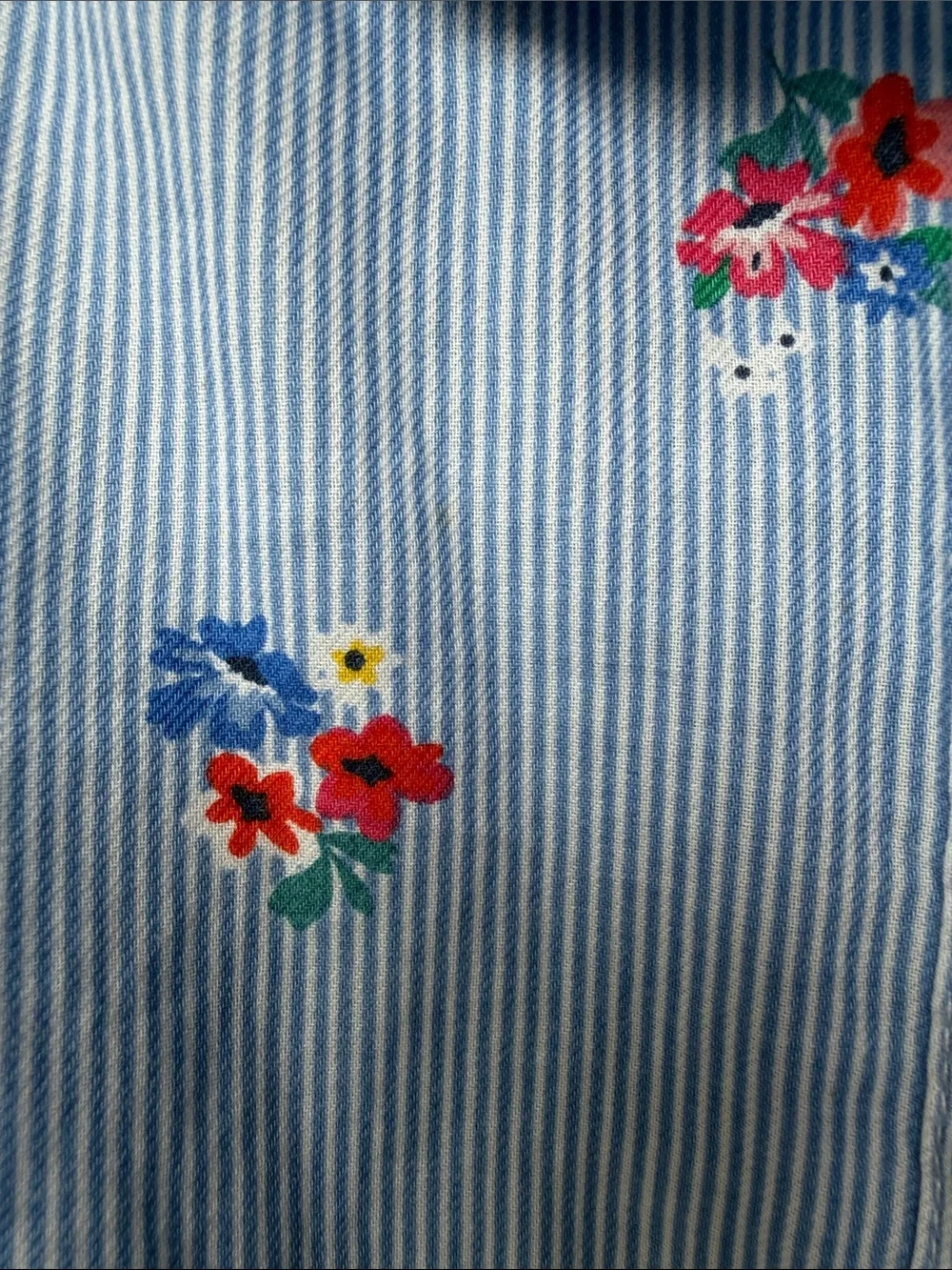 H&M Light Blue Striped Floral Tie-Waist Girls' Casual Dress
